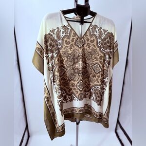 MICHAEL Michael Kors Cream and Brown Paisley Tunic